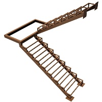 Металлический каркас лестницы П-образный с площадкой (артикул-МЛ04)